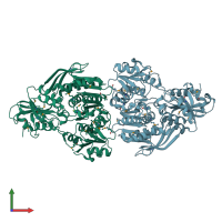 PDB entry 2f00 coloured by chain, front view.