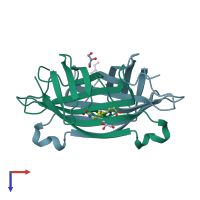 PDB entry 2f01 coloured by chain, top view.