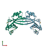 PDB entry 2f06 coloured by chain, front view.