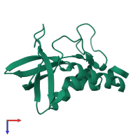 PDB entry 2f0g coloured by chain, top view.