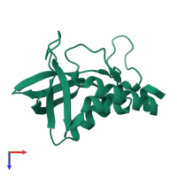 PDB entry 2f0v coloured by chain, top view.