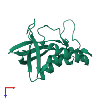 PDB entry 2f0w coloured by chain, top view.