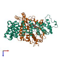 PDB entry 2f0y coloured by chain, top view.