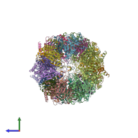 PDB entry 2f16 coloured by chain, side view.