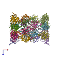 PDB entry 2f16 coloured by chain, top view.