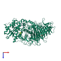 PDB entry 2f18 coloured by chain, top view.