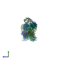 PDB entry 2f1d coloured by chain, side view.
