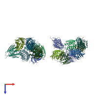 PDB entry 2f1d coloured by chain, top view.