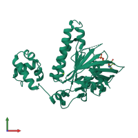 PDB entry 2f1j coloured by chain, front view.