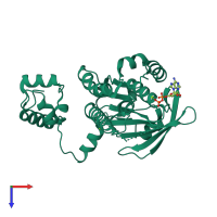 PDB entry 2f1j coloured by chain, top view.