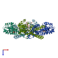 PDB entry 2f1k coloured by chain, top view.