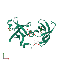 PDB entry 2f1l coloured by chain, front view.