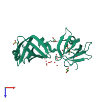 PDB entry 2f1l coloured by chain, top view.