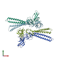 PDB entry 2f1m coloured by chain, front view.