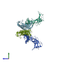 PDB entry 2f1m coloured by chain, side view.