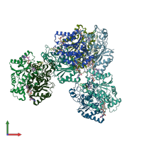 PDB entry 2f1o coloured by chain, front view.