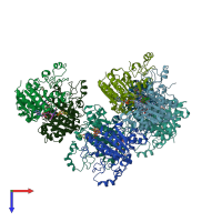 PDB entry 2f1o coloured by chain, top view.