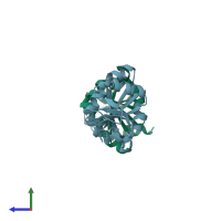 PDB entry 2f1r coloured by chain, side view.