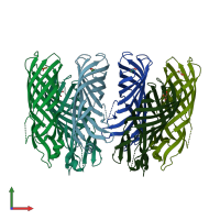 PDB entry 2f1v coloured by chain, front view.
