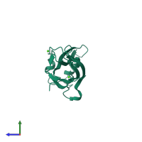 Monomeric assembly 1 of PDB entry 2f1w coloured by chemically distinct molecules, side view.