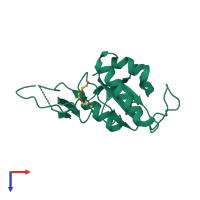 PDB entry 2f21 coloured by chain, top view.