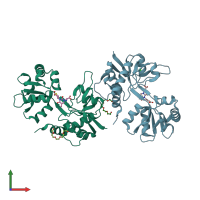 PDB entry 2f34 coloured by chain, front view.