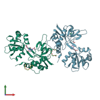 PDB entry 2f35 coloured by chain, front view.