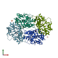 PDB entry 2f36 coloured by chain, front view.