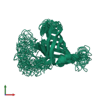 PDB entry 2f3i coloured by chain, ensemble of 21 models, front view.