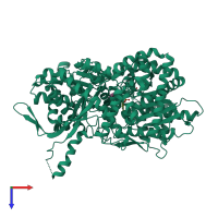 PDB entry 2f3q coloured by chain, top view.