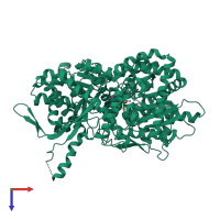 PDB entry 2f3u coloured by chain, top view.