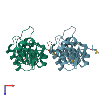 PDB entry 2f46 coloured by chain, top view.