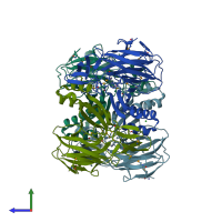 PDB entry 2f4l coloured by chain, side view.