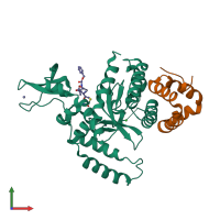 PDB entry 2f4o coloured by chain, front view.