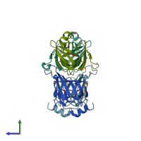 PDB entry 2f4p coloured by chain, side view.