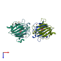 PDB entry 2f4p coloured by chain, top view.