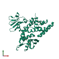 PDB entry 2f4q coloured by chain, front view.