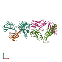 PDB entry 2f53 coloured by chain, front view.