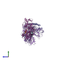 PDB entry 2f55 coloured by chain, side view.