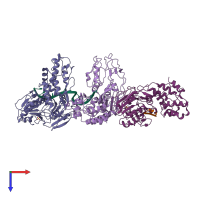 PDB entry 2f55 coloured by chain, top view.