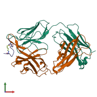 PDB entry 2f58 coloured by chain, front view.