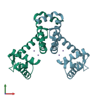 PDB entry 2f5d coloured by chain, front view.