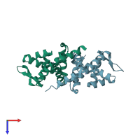 PDB entry 2f5f coloured by chain, top view.