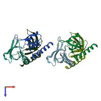PDB entry 2f5k coloured by chain, top view.