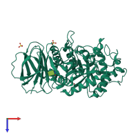 Monomeric assembly 1 of PDB entry 2f61 coloured by chemically distinct molecules, top view.