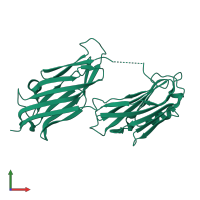PDB entry 2f68 coloured by chain, front view.