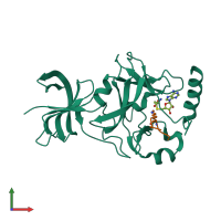 PDB entry 2f69 coloured by chain, front view.