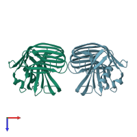 PDB entry 2f6b coloured by chain, top view.