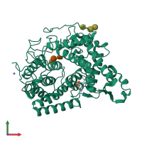 PDB entry 2f6d coloured by chain, front view.