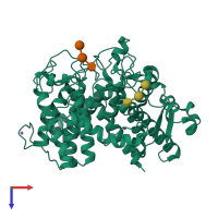 PDB entry 2f6d coloured by chain, top view.